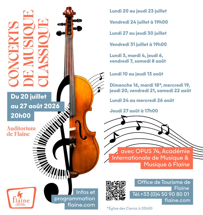 Programme des concerts de musique classique à l'auditorium de Flaine